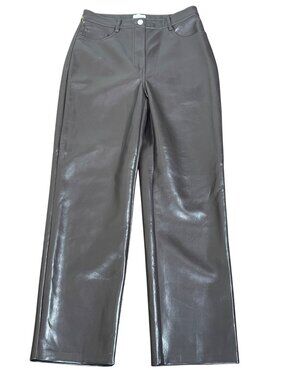 ARITZIA WILFRED Melina Faux Leather Pants Straight Leg Brown Sz 6 NWOT